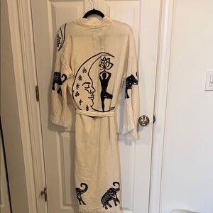 Turkish cotton bathrobe kimono yoga moon elephants